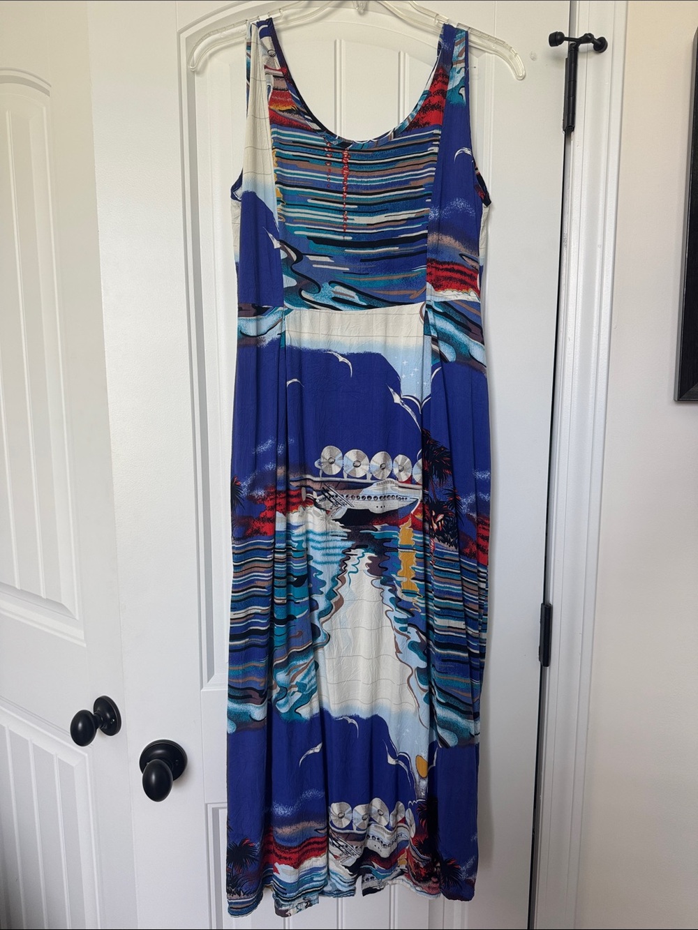 Jams World Blue Multi-Color Sleeveless Maxi Dress